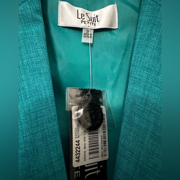 NWT LE SUIT DRESS PROFESSIONAL PANTSUIT BLAZER 2P TEAL/GREEN BLAZER - Picture 6 of 6